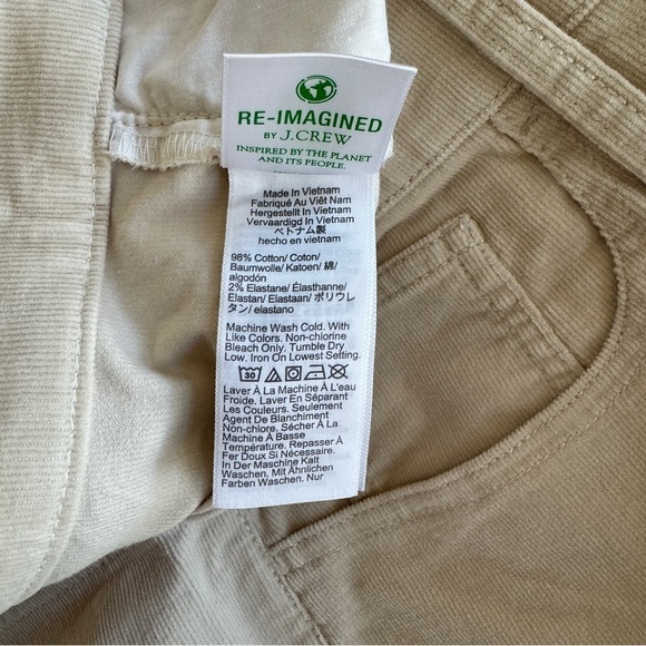 J Crew Factory Ivory Corduroy Full Length Essential Straight Womens Size 35 Tall - Picture 13 of 13